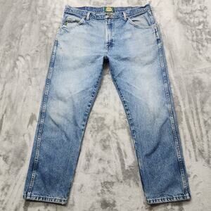 Cabela's Jeans Men 38/29 Blue Roughneck Denim Straight Leg Workwear‎ Distressed